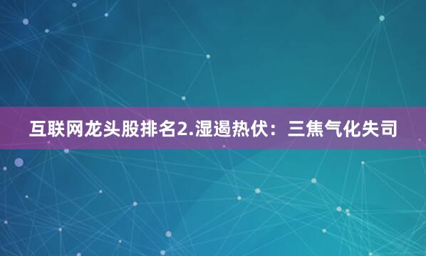 互联网龙头股排名2.湿遏热伏：三焦气化失司